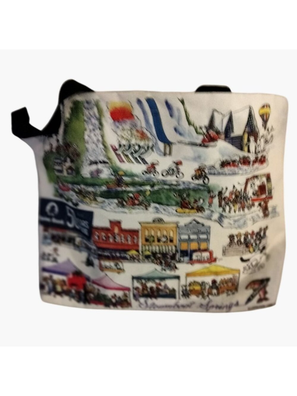 Steamboat Springs Tote Bag Colorful Western Town Graphic Artist Larry Day - Picture 5 of 9